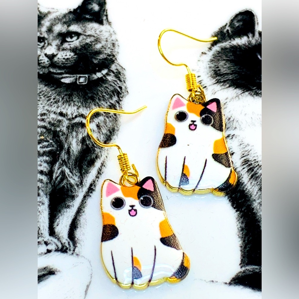 🍄Handmade cute cat earrings